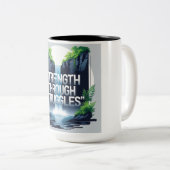 Kracht door strijd tweekleurige koffiemok (Voorkant rechts)