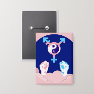Kracht en balans Zon en Maan Transgender Symbool Button