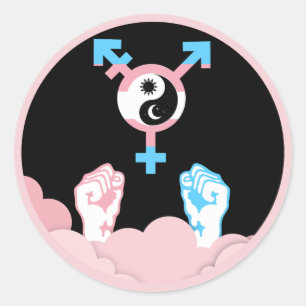 Kracht en balans Zon en Maan Transgender Symbool Ronde Sticker
