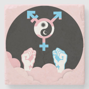 Kracht en balans Zon en Maan Transgender Symbool Stenen Onderzetter