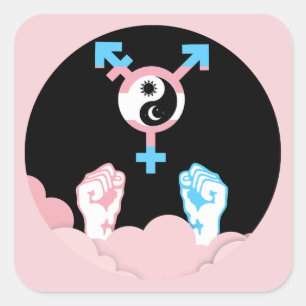 Kracht en balans Zon en Maan Transgender Symbool Vierkante Sticker