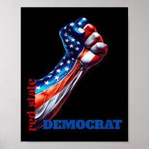 Kracht en Eenheid Rode Staat Democraat Anti-Trump Poster