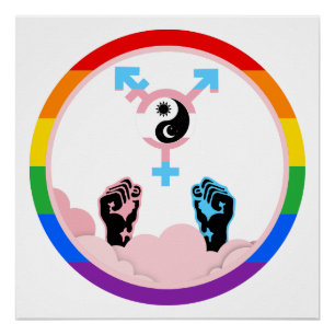 Kracht en Evenwicht Zon en Maan Transgender Symboo Perfect Poster