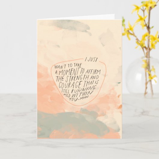 Kracht en Moed Aanmoedigend Citaat voor Vriend Kaart (Gele Bloem)