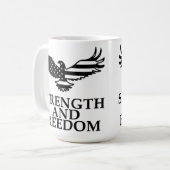 Kracht en vrijheid koffiemok (Voorkant links)