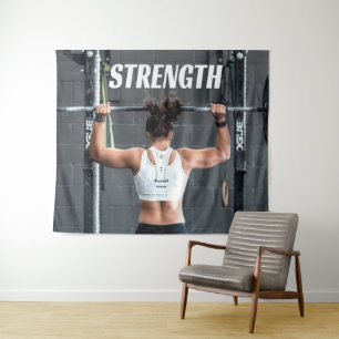 Kracht Fitness Vrouwen Spier Workout Motivatie Wandkleed