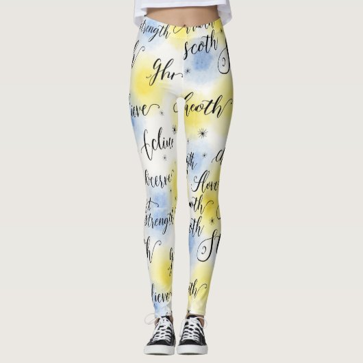 Kracht Geloof Naadloos Patroon Leggings (Voorkant)