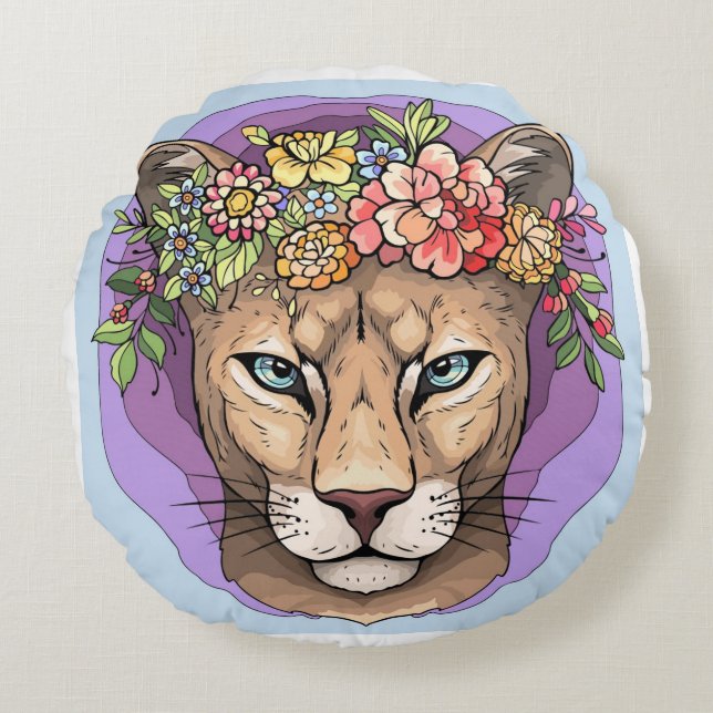 Kracht, gratie, wreedheid Kattenkussen Rond Kussen (Voorkant)