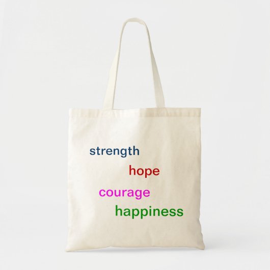 "Kracht, hoop, moed, geluk" Tote Bag (Voorkant)