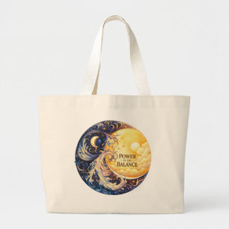 “Kracht in evenwicht” Celestial Art boodschappenta Grote Tote Bag