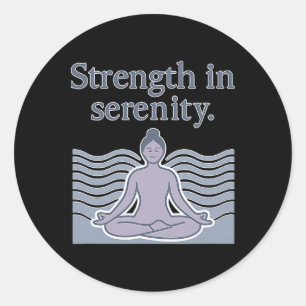 Kracht in Serenity Yoga Houding Meditatie Ontwerp Ronde Sticker