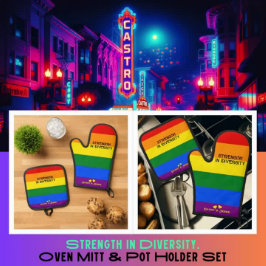 Kracht in verscheidenheid. LGBT Rainbow Flag Pride Ovenwant & Pannenlap Set