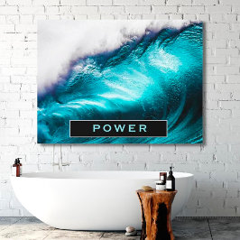 Kracht Inspirerend Woord Oceaan Golf Foto Canvas Afdruk
