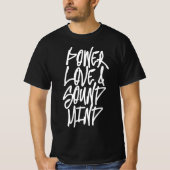 Kracht, Liefde en Geluid Geest Christelijk Shirt (Voorkant)