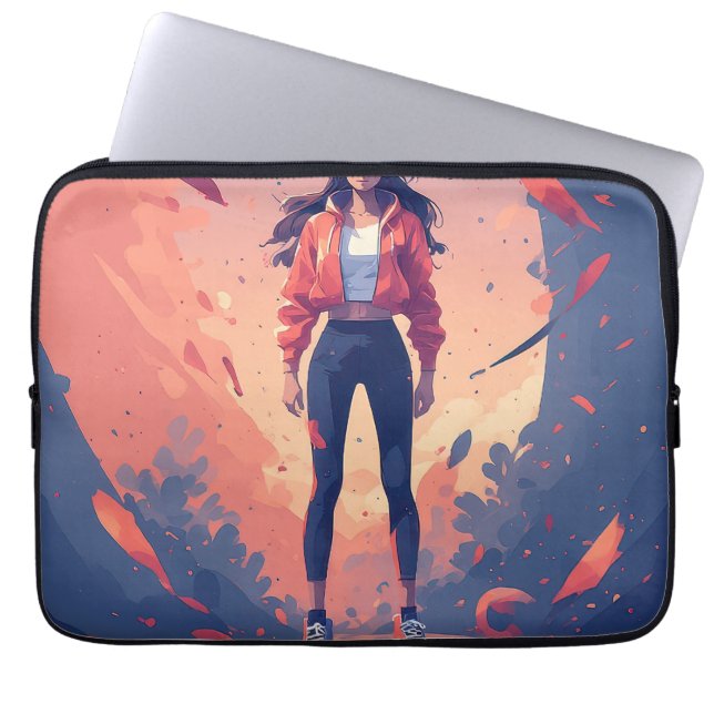 Kracht meisje  laptop sleeve (Voorkant)