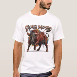 Kracht Ontketend Aanvallende Stier Grafisch Ontwer T-shirt