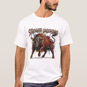 Kracht Ontketend Aanvallende Stier Grafisch Ontwer T-shirt