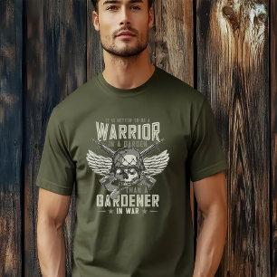Kracht ontmoet sereniteit: krijger in een tuin t-shirt