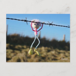 Kracht patser Fubby aan Prikkeldraad. Briefkaart