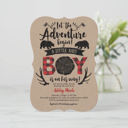 Kracht, Rustiek, Houthakker, Buffalo Plaid, Jongen Kaart (Staand voorkant)