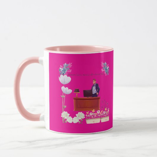 Kracht van leiderschap heet roze mok (Links)