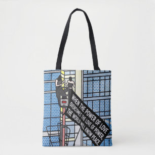Kracht van liefde Inspirerend vredes citaat stripv Tote Bag