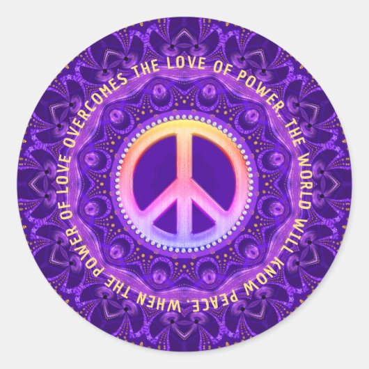 Kracht van Liefde Vrede Energie  Ronde Sticker (Voorkant)