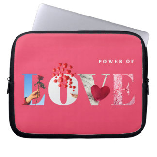Kracht van liefdescitaat romantische hete roze jub laptop sleeve
