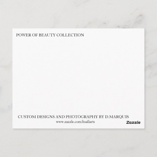 KRACHT VAN SCHOONHEID #1 BRIEFKAART (Achterkant)