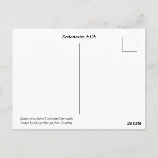 Kracht van Vriendschap Prediker 4:12 Briefkaart (Achterkant)