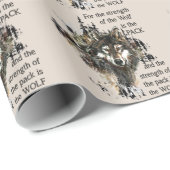 Kracht van Wolf is Pack Familie Quote Waterverf Cadeaupapier (Rol Hoek)