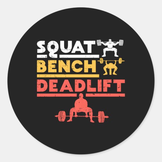 Kracht vierkant bank Deadlift Gewicht Ronde Sticker (Voorkant)