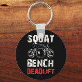 Kracht vierkant bank Deadlift Gewicht Sleutelhanger (Voorkant)