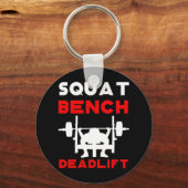 Kracht vierkant bank Deadlift Gewicht Sleutelhanger (Voorkant)