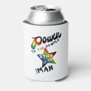 Kracht voor de bevolking (Retro-regenboogpleister) Blikjeskoeler