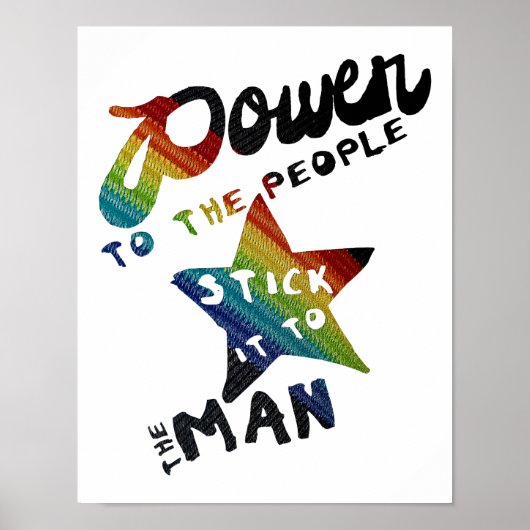 Kracht voor de bevolking (Retro-regenboogpleister) Poster (Voorkant)