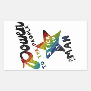 Kracht voor de bevolking (Retro-regenboogpleister) Rechthoekige Sticker