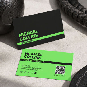 Krachtdadige Groene Fitness Trainer Modern Visitekaartje
