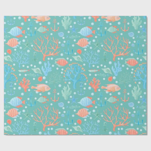 Krachtens de Waterverf van het Zee Cadeaupapier (Vlak)