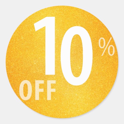 Krachtig 10% OFF SALE-teken | Oranje glitter Ronde Sticker (Voorkant)