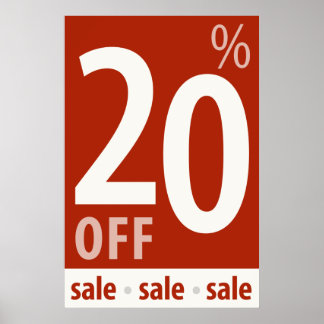 Krachtig 20% korting op verkoopbord - poster voor