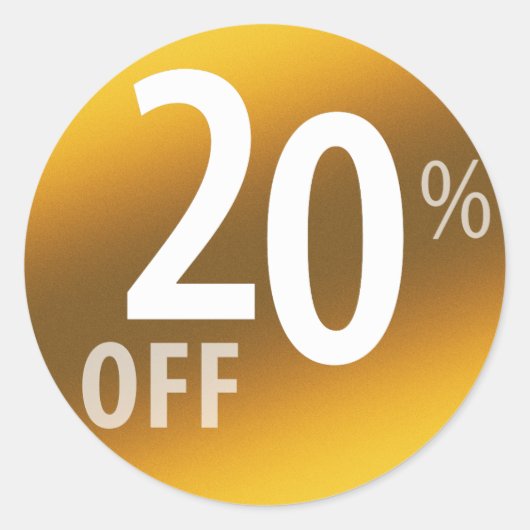 Krachtig 20% OFF SALE-teken | Goud Ronde Sticker (Voorkant)