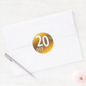 Krachtig 20% OFF SALE-teken | Goud Ronde Sticker (Envelop)
