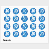 Krachtig 30% OFF SALE-teken | Blauwe glitter Ronde Sticker (Vel)
