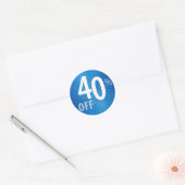 Krachtig 40% OFF SALE-teken | Blauwe glitter Ronde Sticker (Envelop)