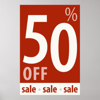 Krachtig 50% korting op verkoopbord - poster voor