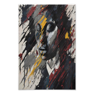 Krachtig Abstract Expressionistisch Portret Modern Foto Afdruk
