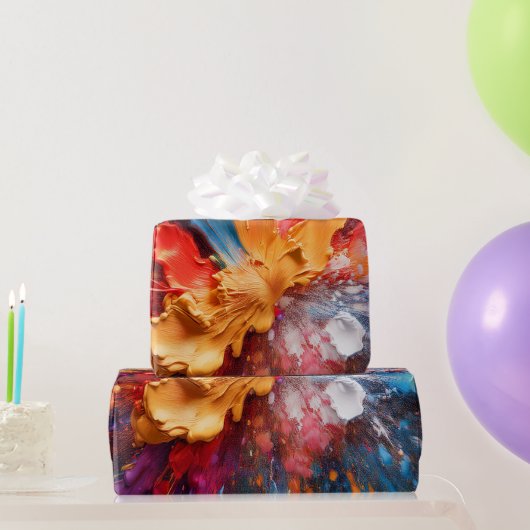 Krachtig Abstract Olieverf Spat Luxe Cadeaupapier (Feestgeschenken)