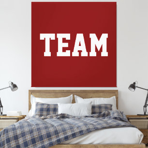 Krachtig atletisch gecentreerd TEAM witte tekst op Canvas Afdruk