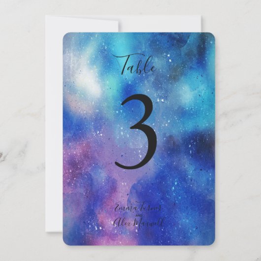 Krachtig blauwe aquarel | Tafelnummerkaartjes Kaart (Achterkant)